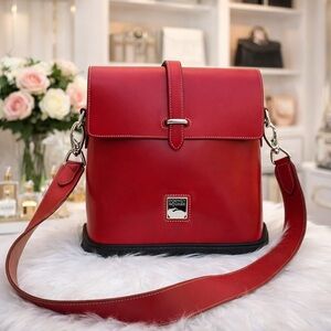 Dooney & Bourke Vintage Cherry Red Leather Toiny Parasole Flap Shoulder Bag